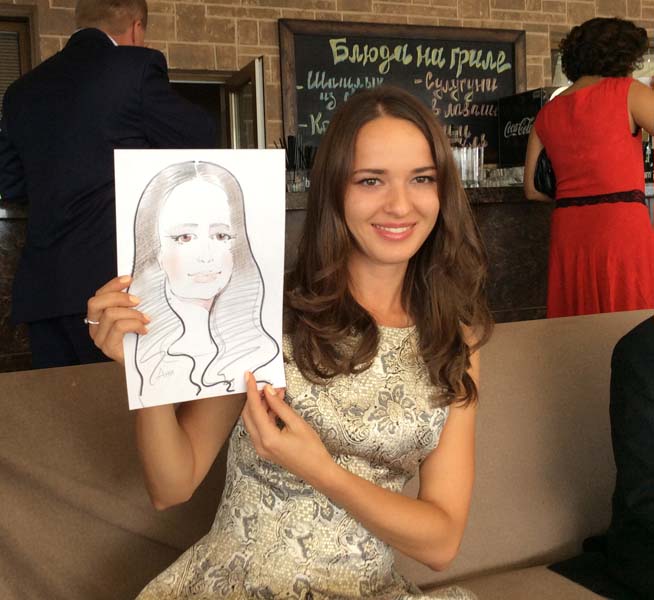 шарж на свадьбе держит Аня