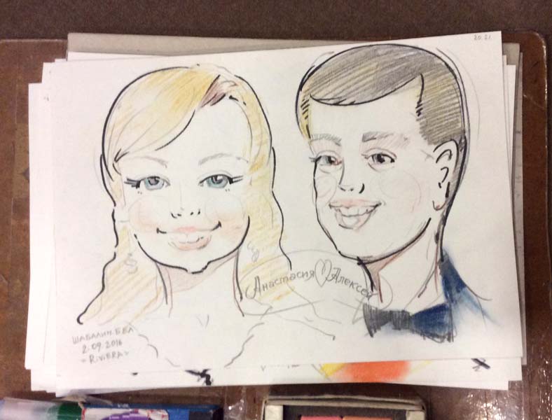  шарж молодоженов Анастасии и Алексея