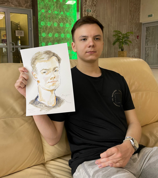 Валерий сдержан в эмоциях, шаржист Михаил Шабалин, шаржист Мишель, Минск