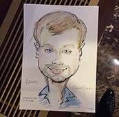 Изображение Дениса на бумаге цветными мелками, шаржист Михаил Шабалин, шаржист Мишель