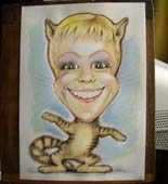 Рисунок пастелью девушки в образе кошки шаржист Михаил Шабалин, шаржист Мишель